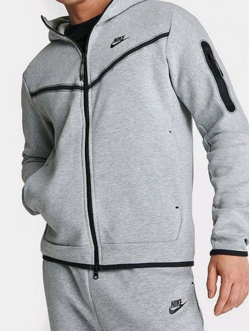 Nike Sportswear Tech Fleece Men's Full Zip Hoodie Gray Black Athletic XL